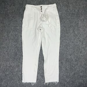 Abercrombie & Fitch Jeans Womens Size 8 White Mom Raw Hem Belt Utility Pockets
